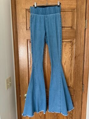 Three Bird Nest Light Blue Flare Wide-Leg Jeans